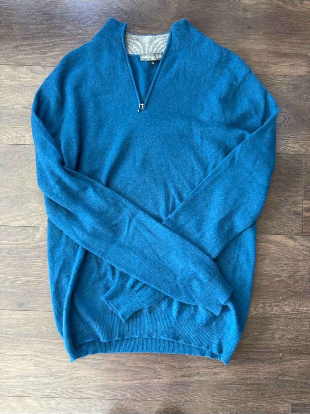 Sporting Life Cashmere Men’s Quarter Zip Sweater Blue Size Large